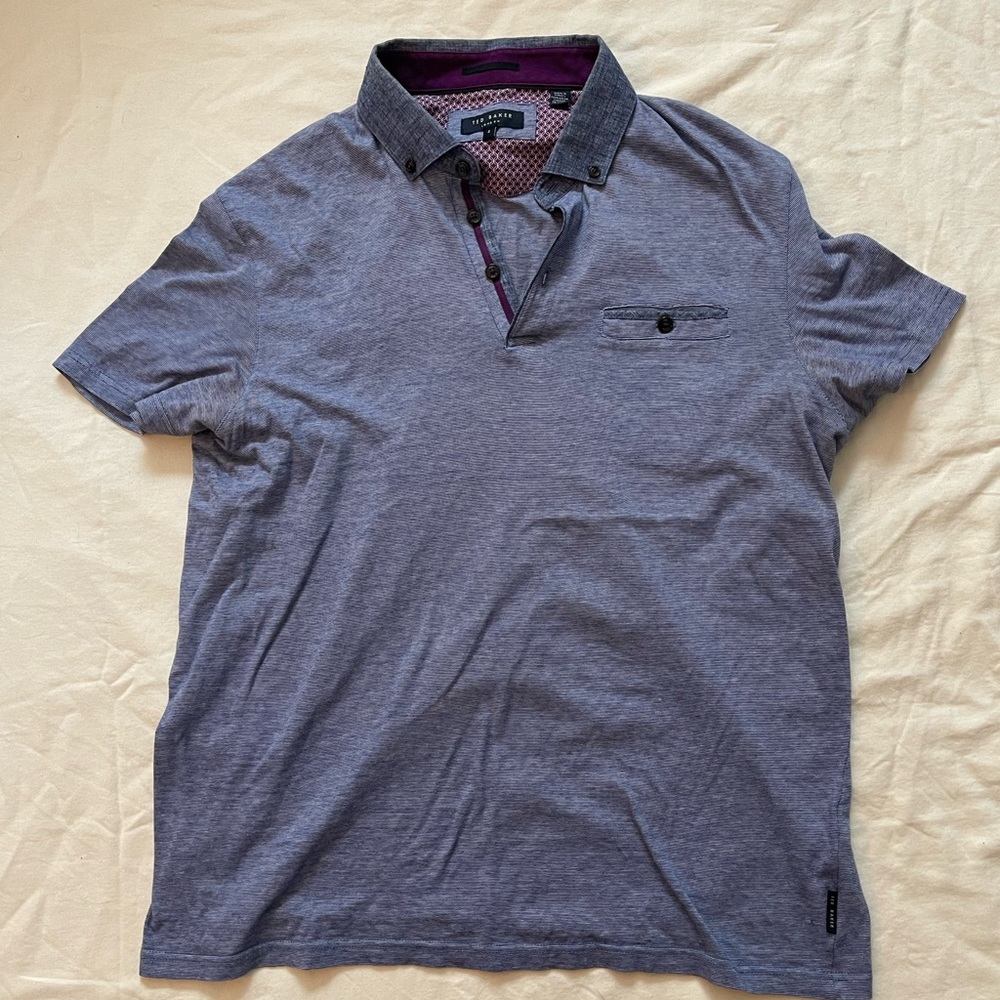 Ted Baker Cocoa Contrast Blue Polo Size 4